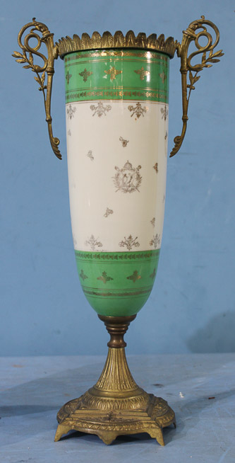 421e -2 piece severs vase and small capped urn