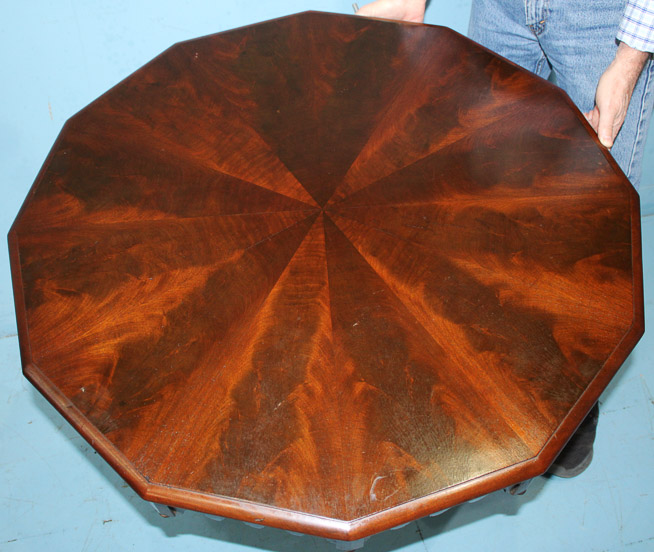 113b - Gothic mahogany Empire center table with matched veneer
