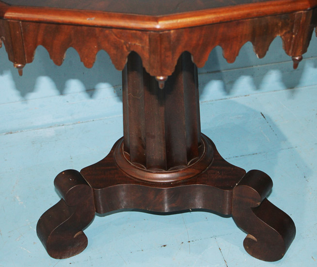 113c - Gothic mahogany Empire center table with matched veneer