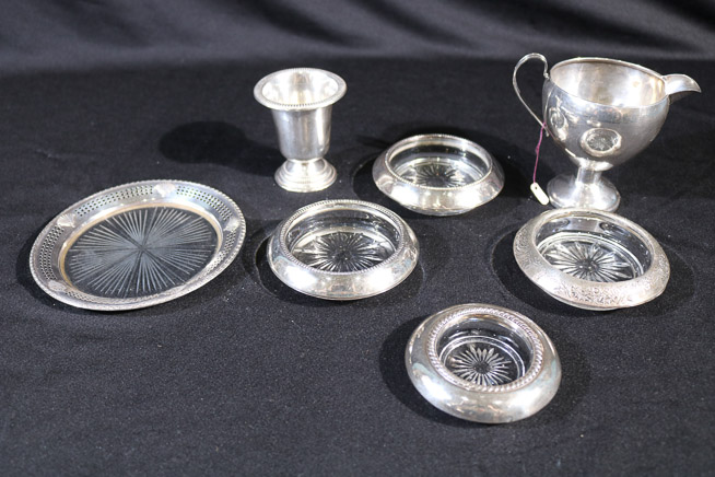 218a - 7 pieces of sterling silver, 3.5 in T.