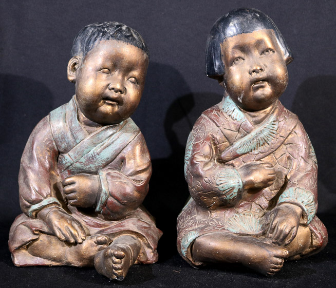313a - Pair of Chinese piano babies, 16 in. T.