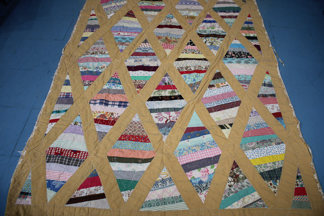 347b - 2 old hand made string quilts