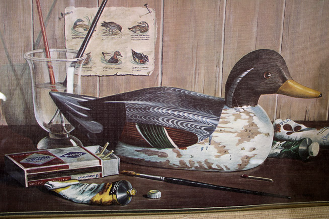 401b - Pair of duck prints, both matted and framed