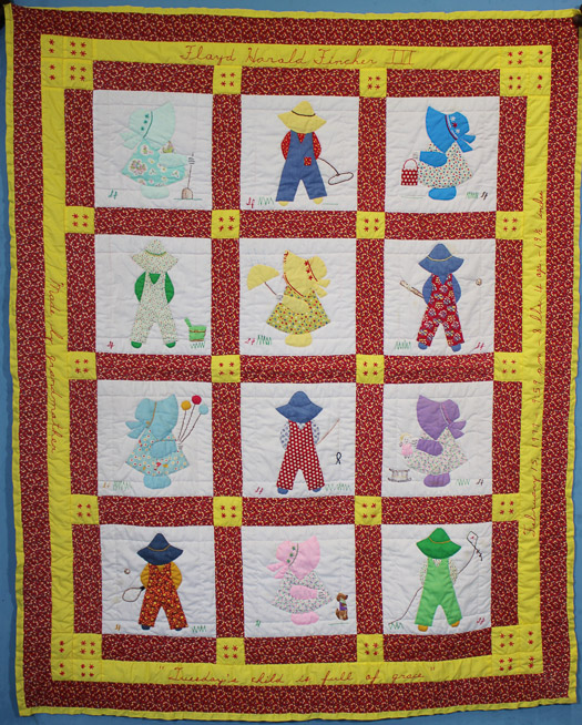 433a - Dutch doll pattern quilt with birth certificate embroidery