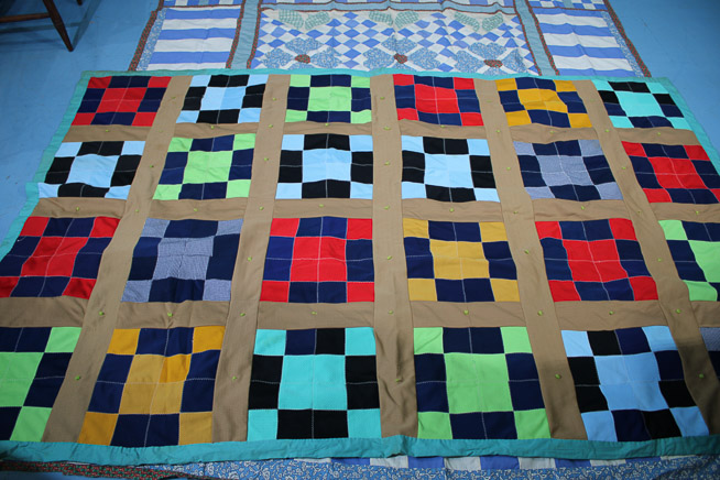 436a - 2 machine stitched quilt tops