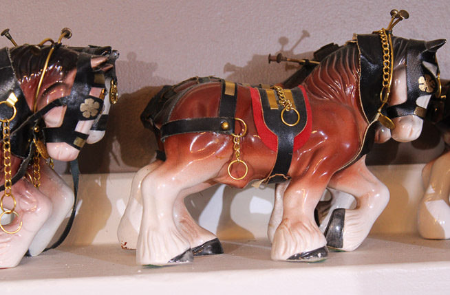 184d - Toy Budweiser Clydesdale wagon with 9 horses