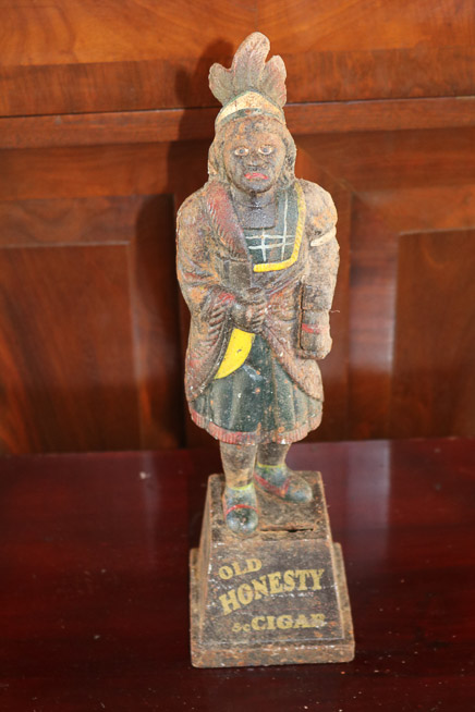 231a - Cast iron Indian piggy bank, 14 in. T.