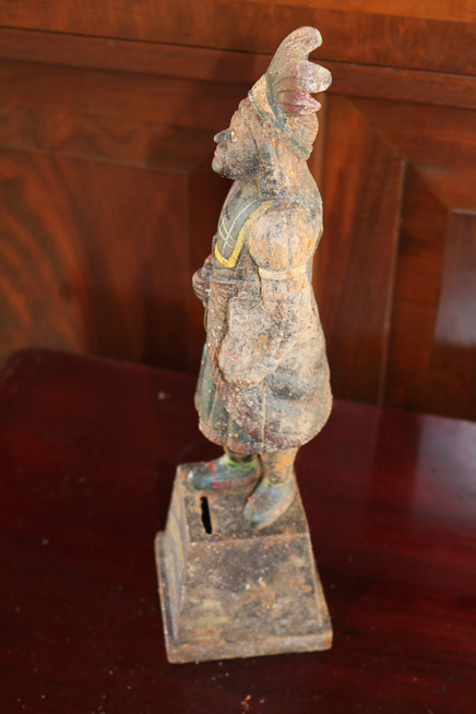 231c - Cast iron Indian piggy bank, 14 in. T.