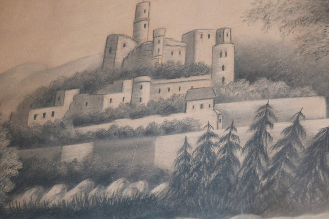 248a - Steel engraving of English castle, 28 x 38