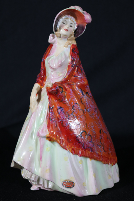 005a - Royal Dalton figurine, Paisley Shawl, 9 in. T, 6 in. D.
