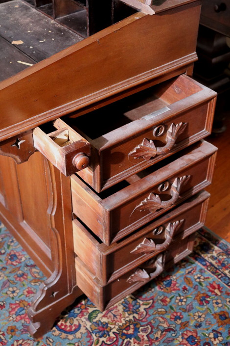 037d - Rare and unusual Walnut Victorian Davenport desk with stamp drawer, 35 in. T, 23 in. W, 19 in. D.