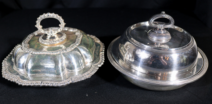 040a - 2 silver-plate serving bowls with removable handles, 4 in. T, 8 in. R.