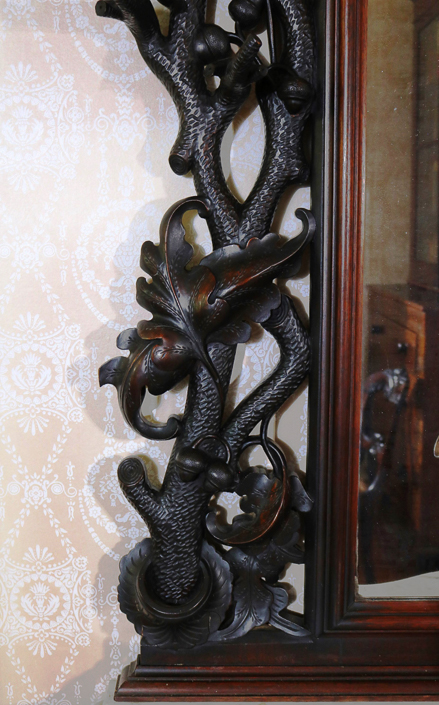 070d - Very rare walnut Victorian hall tree, museum quality carved all over with original marble, 8 ft. 2  in T, 46 in. W.