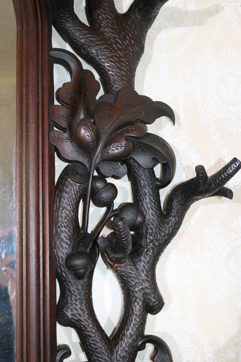 070e - Very rare walnut Victorian hall tree, museum quality carved all over with original marble, 8 ft. 2  in T, 46 in. W.