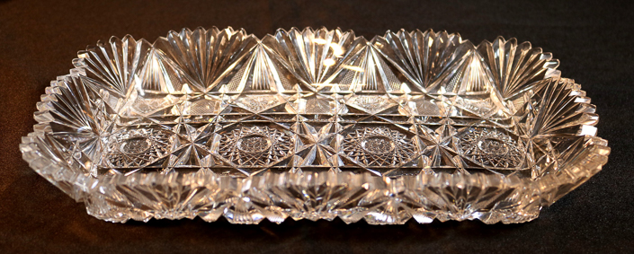 097d - Heavy brilliant cut glass rectangle tray, 2 in. T, 14 in. W, 9 in. D., ca. 1900
