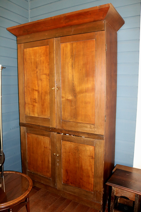 101a - Old primitive poplar storage cupboard made into a bar, 86 in. T, 51.5 in. W, 21 in. D.
