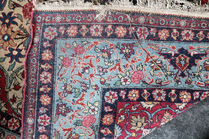 105c - Antique Persian rug in green, blue and mauve, 1.9 ft. x 7 ft.