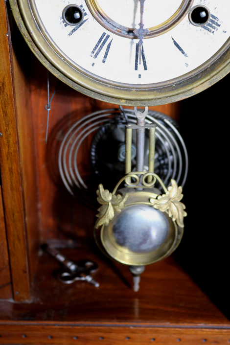 169b - Walnut Victorian kitchen clock with owls