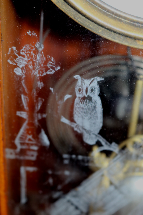 169c - Walnut Victorian kitchen clock with owls