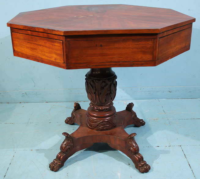 141a - Mahogany acanthus carved rent or game table