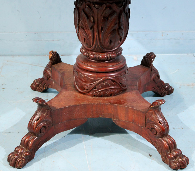 141d - Mahogany acanthus carved rent or game table
