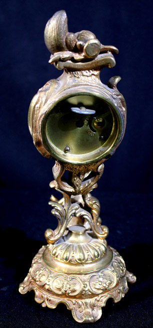 177c - Small French figural bronze clock, 9.5 in. T.