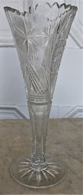 238a - Brilliant cut glass Trumpet Vase 12 T