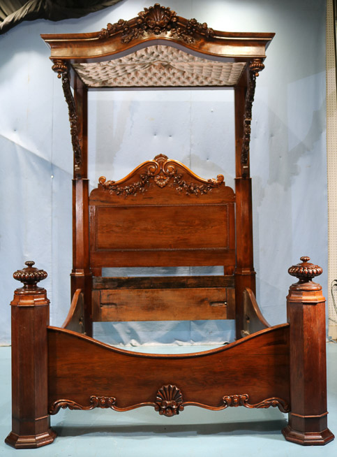 085a - Rosewood rococo half tester plantation bed-14