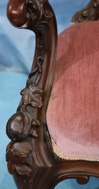 139b - Rosewood rococo arm parlor chair-13