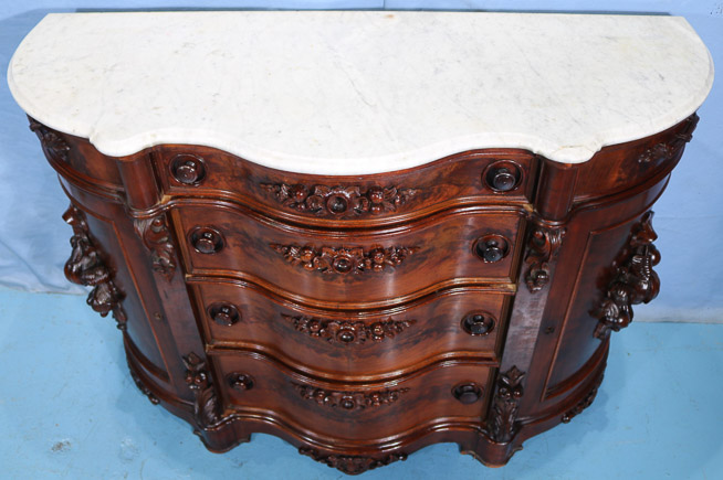 157d - Burl walnut rococo credenza parlor cabinet-14