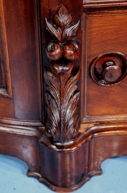 157f - Burl walnut rococo credenza parlor cabinet-14