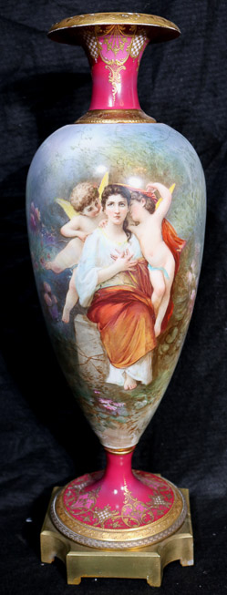 007a - Very fine Serves vase, signed and in good condition, ca. 1860's, 23 in. T, 8 in. W.
