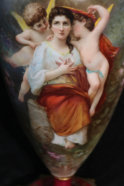 007d - Very fine Serves vase, signed and in good condition, ca. 1860's, 23 in. T, 8 in. W.