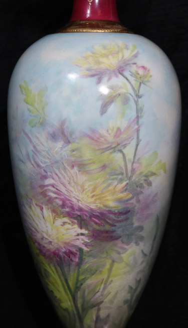 007e - Very fine Serves vase, signed and in good condition, ca. 1860's, 23 in. T, 8 in. W.