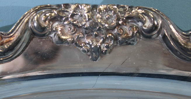 232c - Large heavy silver-plate footed tray, 30 x 20