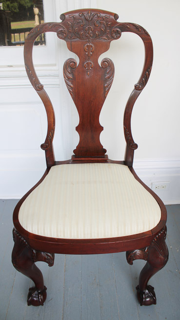 078b - Early mahogany 6 piece set of dining chairs