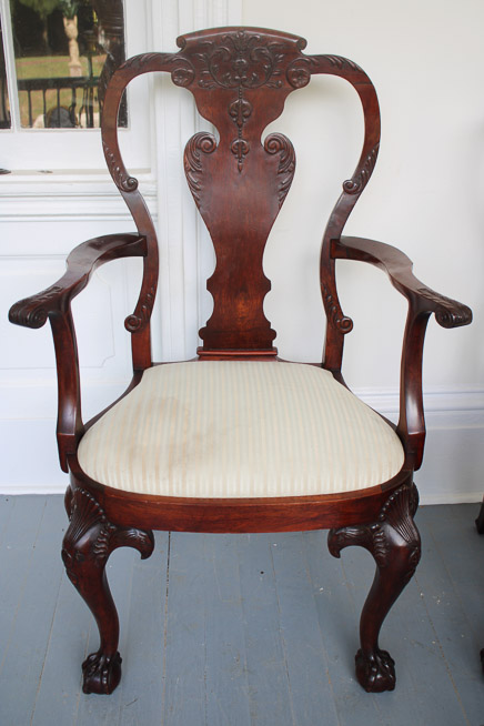 078e - Early mahogany 6 piece set of dining chairs.