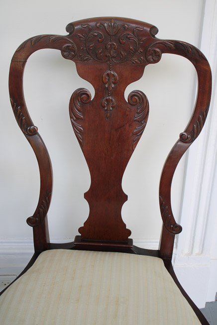 078g - Early mahogany 6 piece set of dining chairs