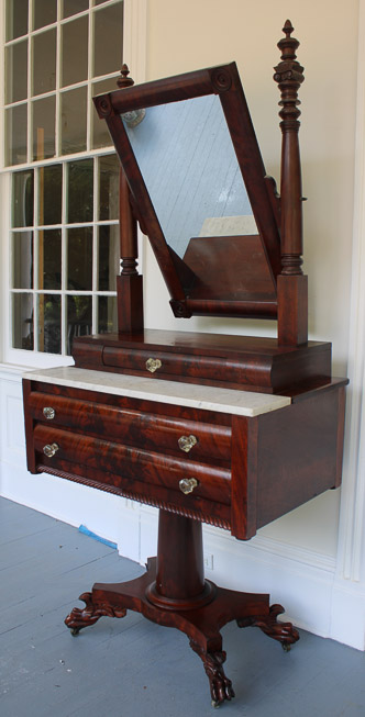 080e - Flame mahogany Empire gents dressing table