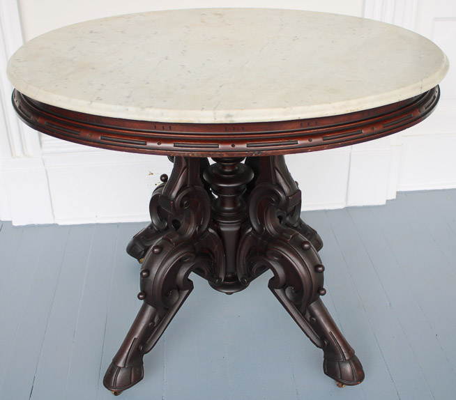 101a - Walnut Victorian marble top center table