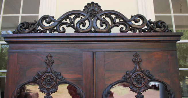 168d - Rosewood rococo 2 door bookcase