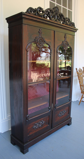 168e - Rosewood rococo 2 door bookcase