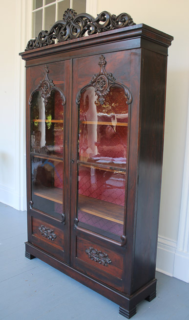 168f - Rosewood rococo 2 door bookcase