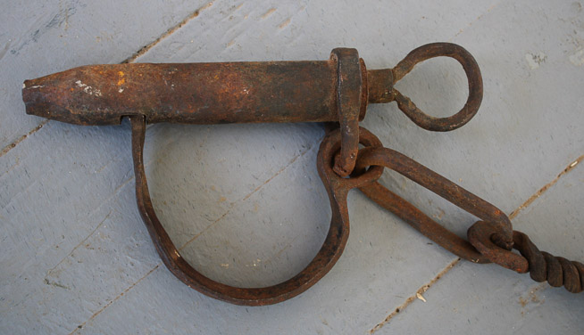 292b - Early hand forged slave shackles, blacksmith made