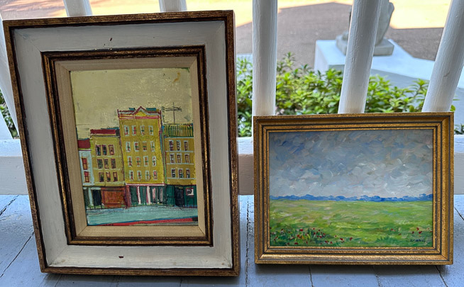 593a - 2 piece lot of oil on canvas painting