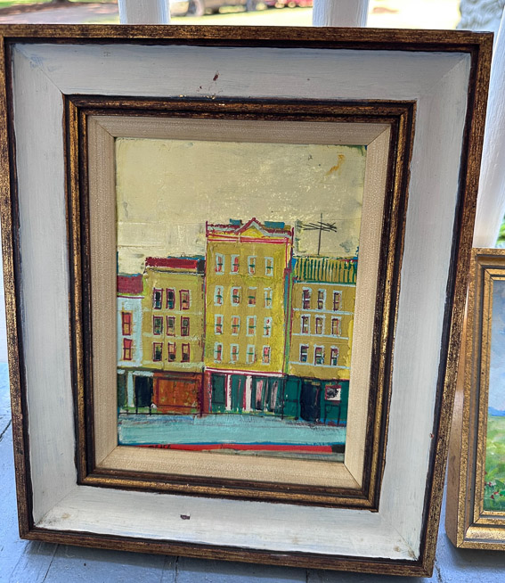 593b - 2 piece lot of oil on canvas painting