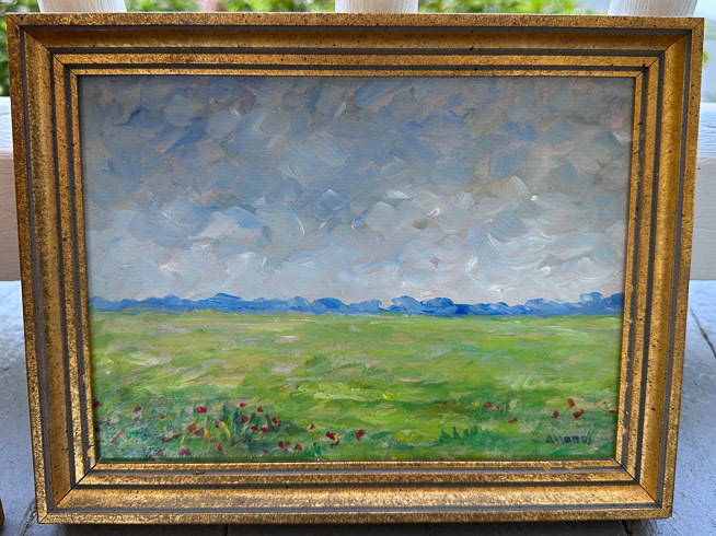 593c - 2 piece lot of oil on canvas painting