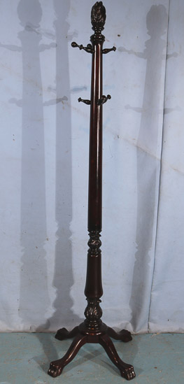 269a - Mahogany hat rack with claw feet, 70 in.