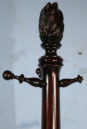 269c - Mahogany hat rack with claw feet, 70 in.