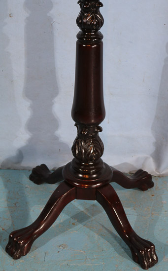 269d - Mahogany hat rack with claw feet, 70 in.